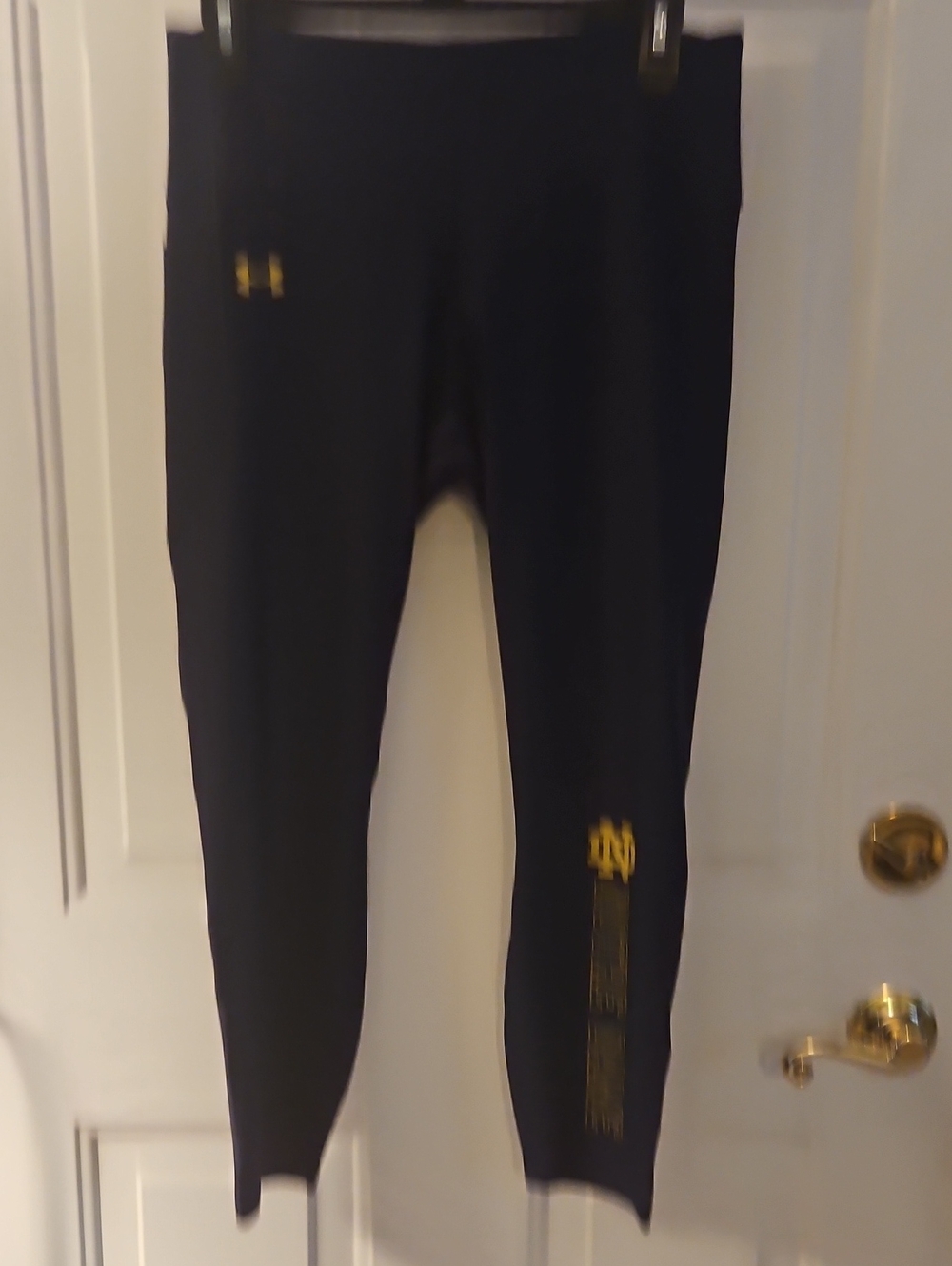 Under Armour Navy Leggings with Gold Notre Dame Logo